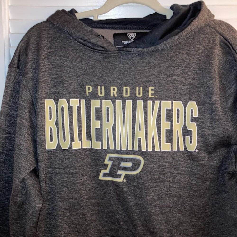 Heather Gray Purdue University Hoodie, Top Of The World - Size XL